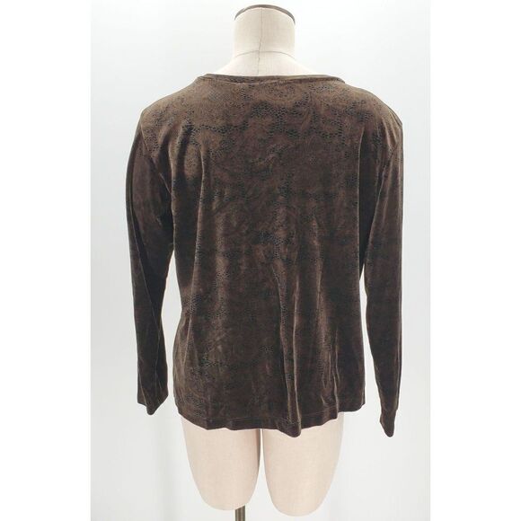 Vintage Chico's Design Top Brown Black Snake Print Velvet Long Sleeve Size 3 XL - Picture 4 of 9